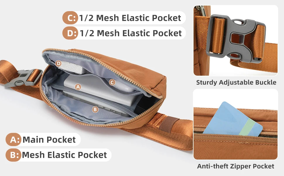 Belt Bag for Women Men, Fashion Crossbody Fanny Packs Waterproof Mini Waist Bag Bum Bag for Running, Hiking, Walking and Travel