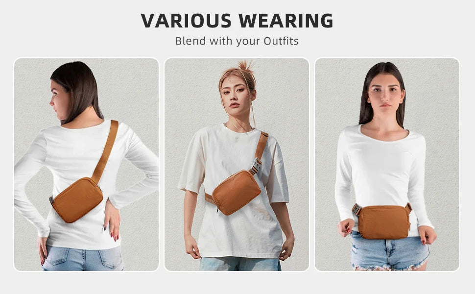 Belt Bag for Women Men, Fashion Crossbody Fanny Packs Waterproof Mini Waist Bag Bum Bag for Running, Hiking, Walking and Travel