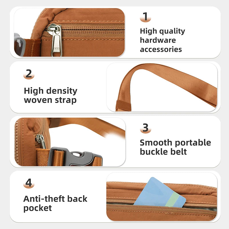 Belt Bag for Women Men, Fashion Crossbody Fanny Packs Waterproof Mini Waist Bag Bum Bag for Running, Hiking, Walking and Travel