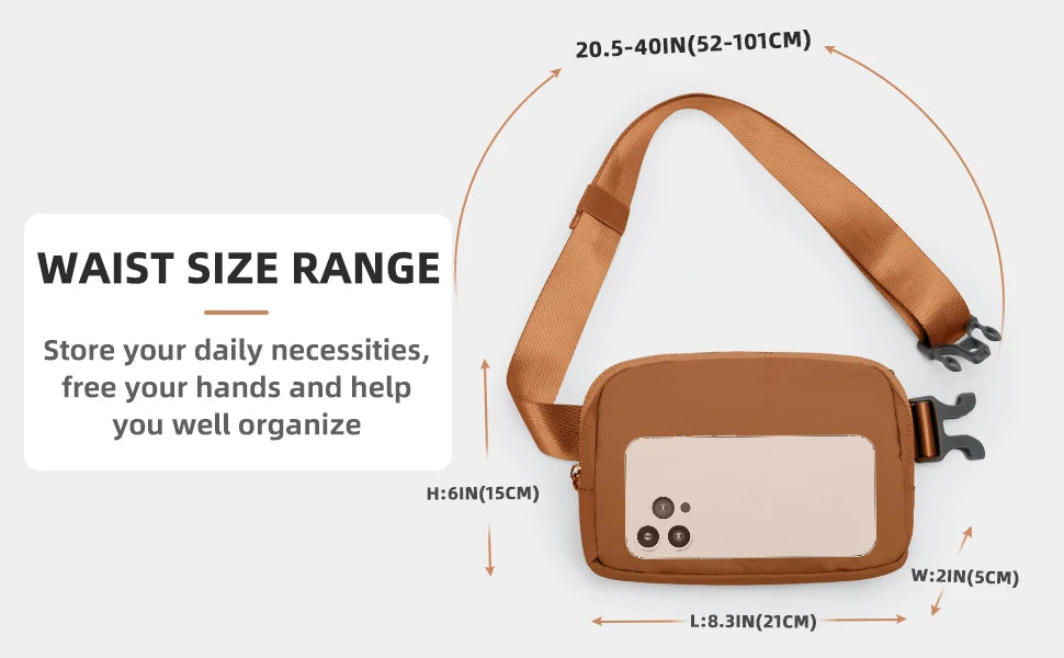 Belt Bag for Women Men, Fashion Crossbody Fanny Packs Waterproof Mini Waist Bag Bum Bag for Running, Hiking, Walking and Travel