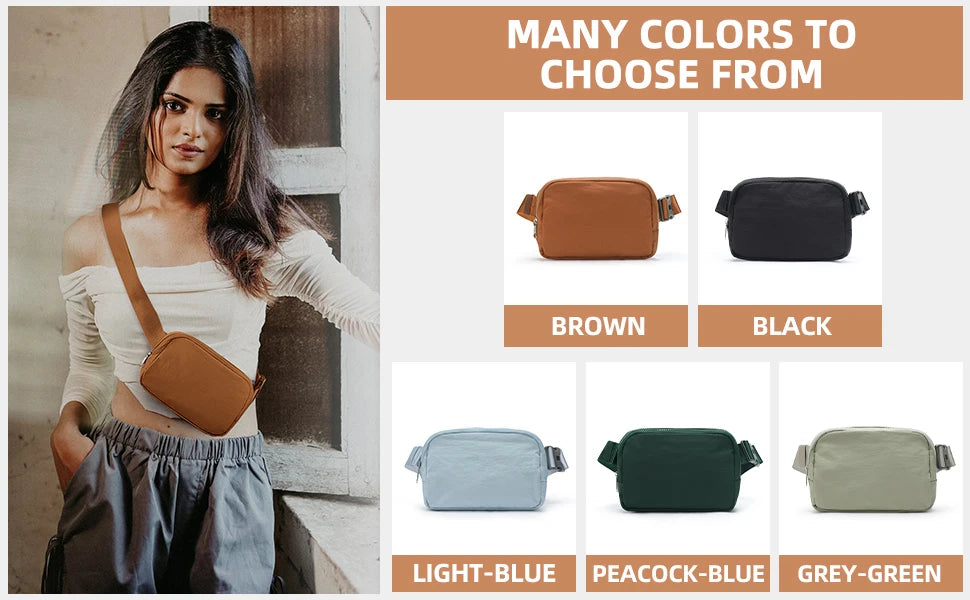 Belt Bag for Women Men, Fashion Crossbody Fanny Packs Waterproof Mini Waist Bag Bum Bag for Running, Hiking, Walking and Travel