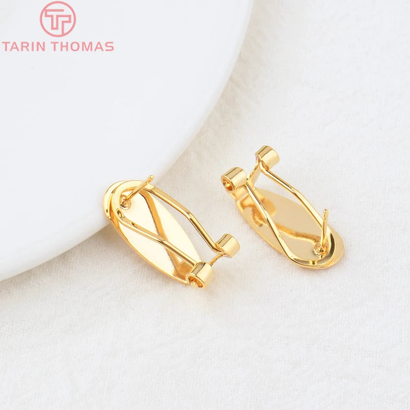 (2426)10PCS 18.5x8.5MM 24K Gold Color Brass with Stick Trays Stud Earrings Clips High Quality Diy Jewelry Findings Accessories