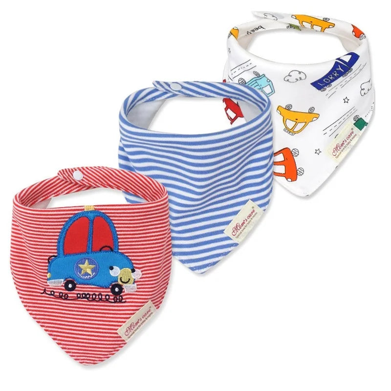 3pcs Per Lot Baby Bibs Bandana Set Cotton Multi-Style Triangle Cartoon Babadores Para Bebe Infant Boys Girls Saliva Towel KF025