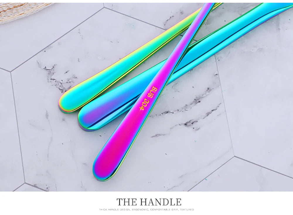 4Pcs Luxury 304 Stainless Steel Tableware Set Silverware Fork Spoon Knife Travel Cutlery Set Gold Portable Camping Flatware Set