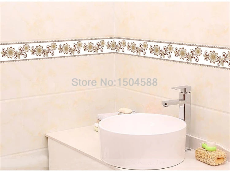 3D Wall Sticker PVC Self-Adhesive Waterproof Removable Flowers Wallpaper Border Kitchen Bathroom Kicking Line Home Decor Sticker