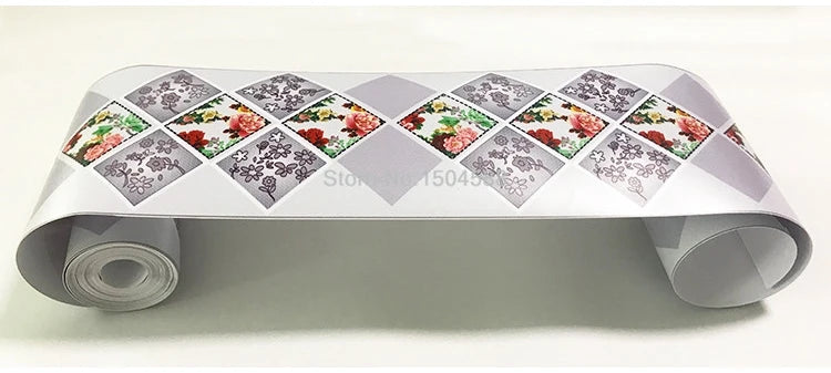 3D Wall Sticker PVC Self-Adhesive Waterproof Removable Flowers Wallpaper Border Kitchen Bathroom Kicking Line Home Decor Sticker