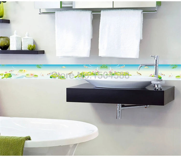 3D Wall Sticker PVC Self-Adhesive Waterproof Removable Flowers Wallpaper Border Kitchen Bathroom Kicking Line Home Decor Sticker