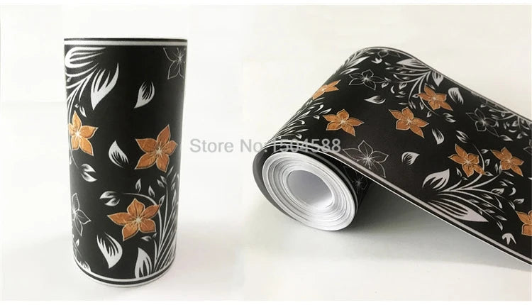 3D Wall Sticker PVC Self-Adhesive Waterproof Removable Flowers Wallpaper Border Kitchen Bathroom Kicking Line Home Decor Sticker