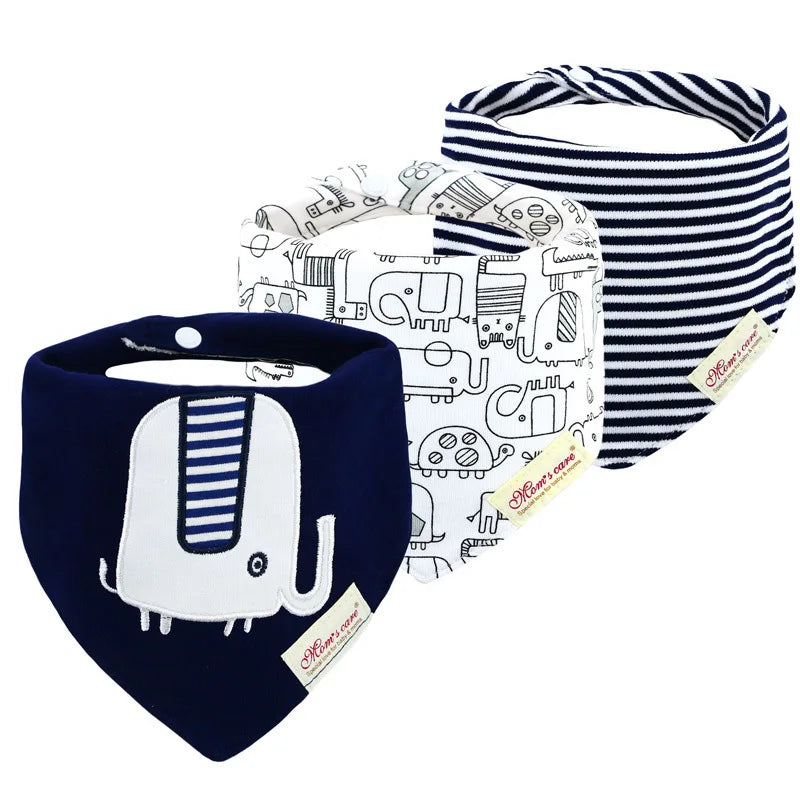 3pcs Per Lot Baby Bibs Bandana Set Cotton Multi-Style Triangle Cartoon Babadores Para Bebe Infant Boys Girls Saliva Towel KF025