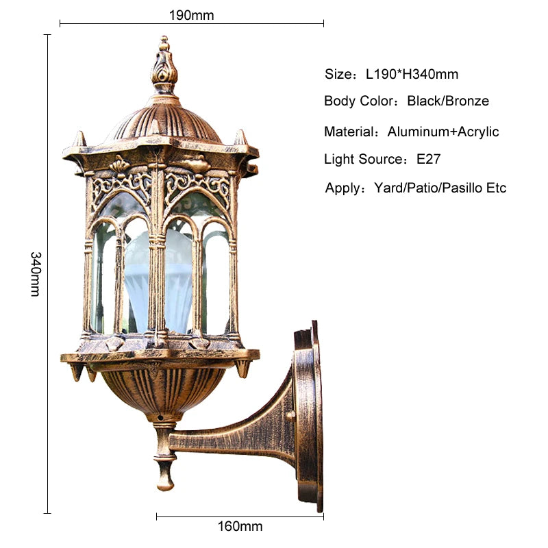 Retro Outdoor Waterproof Antirust E27 Wall Lamp Garden Gateway Sconce Courtyard Corridor Villa Bra Residential Balcony Lights