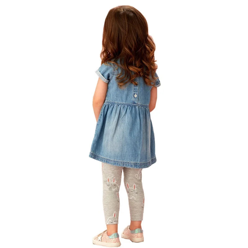 Girls Leggings 100% Cotton Girl's Trousers Fille Girls Pants Skinny Print Cartoon Pattern Kids Children Leggings Trousers KF083
