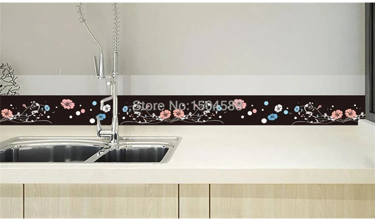 3D Wall Sticker PVC Self-Adhesive Waterproof Removable Flowers Wallpaper Border Kitchen Bathroom Kicking Line Home Decor Sticker