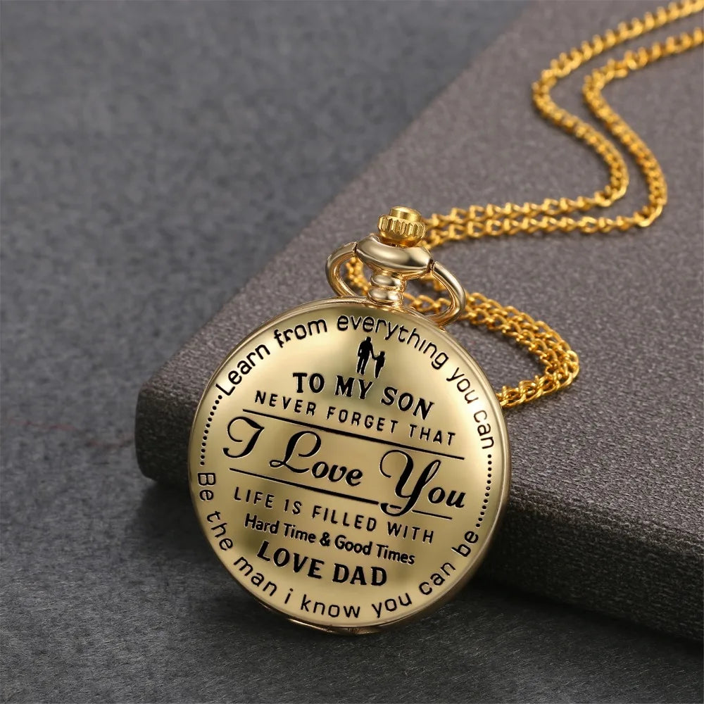 LANCARDO Quartz Pocket Watch Chain To My Son Necklace Fob Watches Men Children's Day Kids Boy Gift Present reloj de bolsillo