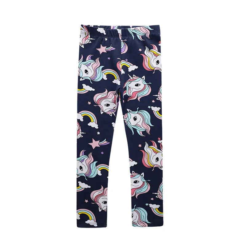 Girls Leggings 100% Cotton Girl's Trousers Fille Girls Pants Skinny Print Cartoon Pattern Kids Children Leggings Trousers KF083