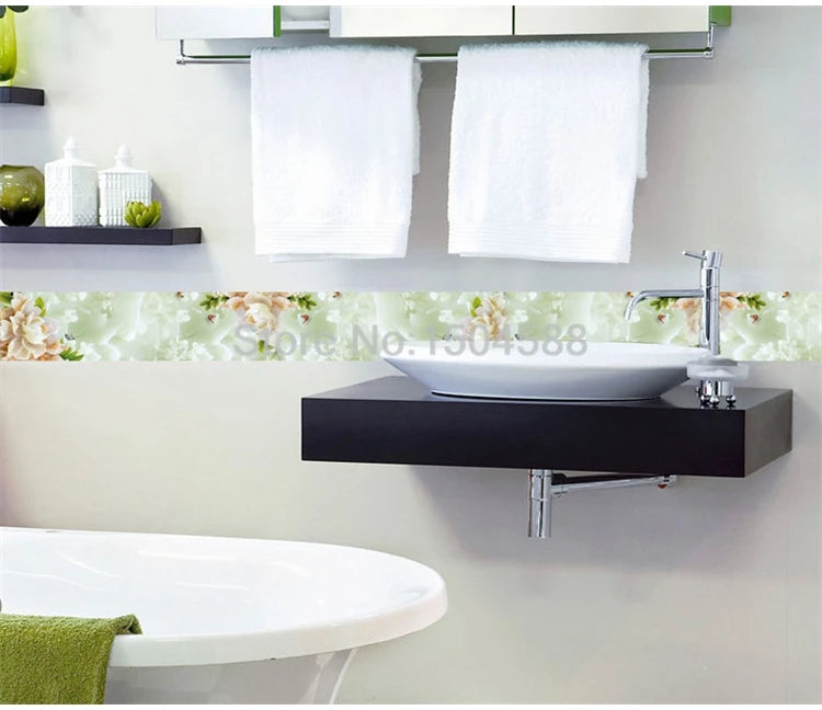 3D Wall Sticker PVC Self-Adhesive Waterproof Removable Flowers Wallpaper Border Kitchen Bathroom Kicking Line Home Decor Sticker