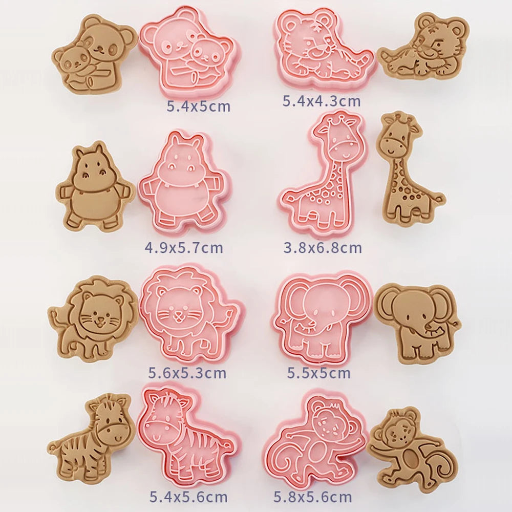 8Pcs/Set Animal Dinosaur Biscuit Mold Giraffe Koala Hippo Shape Cookie Cutter Stamp Fondant Cake Decoraiton Tools Suagrcraft