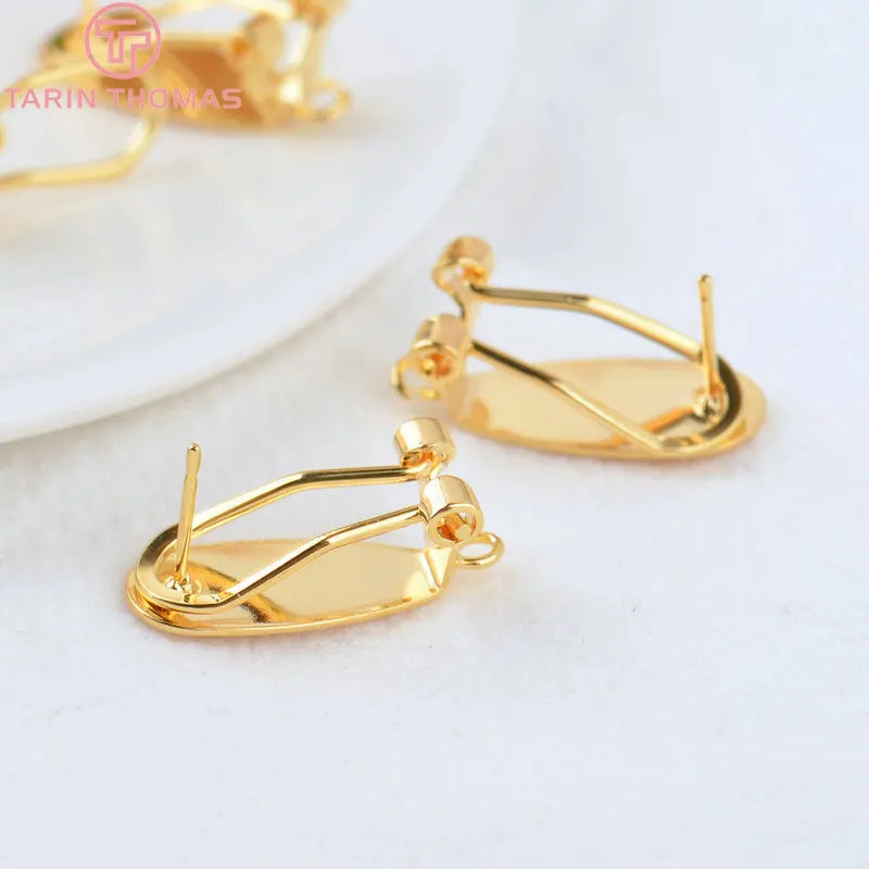(2426)10PCS 18.5x8.5MM 24K Gold Color Brass with Stick Trays Stud Earrings Clips High Quality Diy Jewelry Findings Accessories