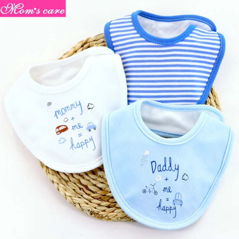 3pcs Per Lot Baby Bibs Bandana Set Cotton Multi-Style Triangle Cartoon Babadores Para Bebe Infant Boys Girls Saliva Towel KF025