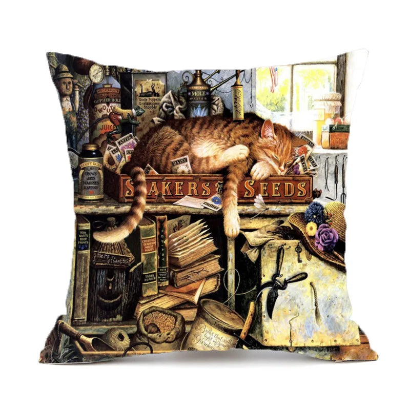 Cute Cat Printing Decorative Pillowcase Creative Cat Throw Pillow Case Pillow Cover Pillowcases 45*45CM kussensloop almohada