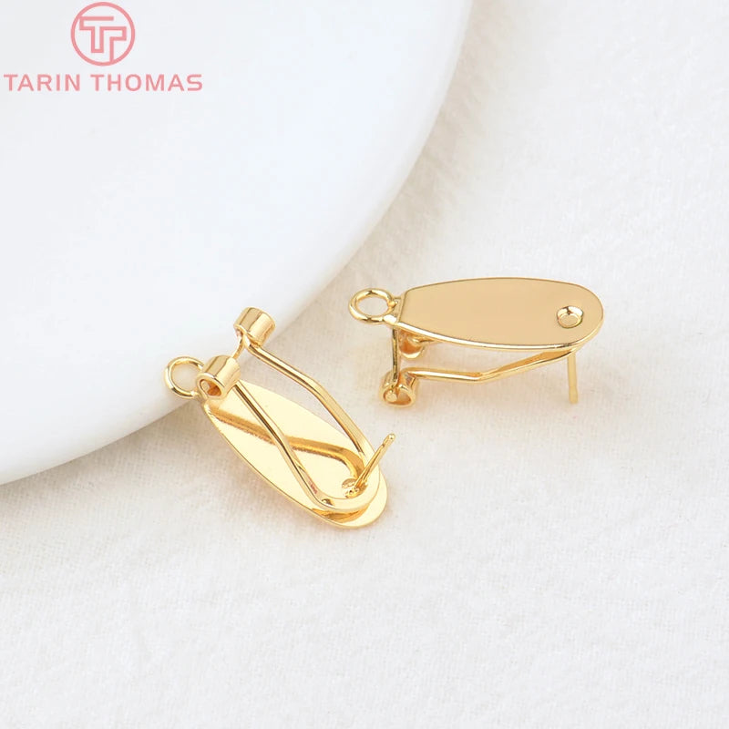 (2426)10PCS 18.5x8.5MM 24K Gold Color Brass with Stick Trays Stud Earrings Clips High Quality Diy Jewelry Findings Accessories