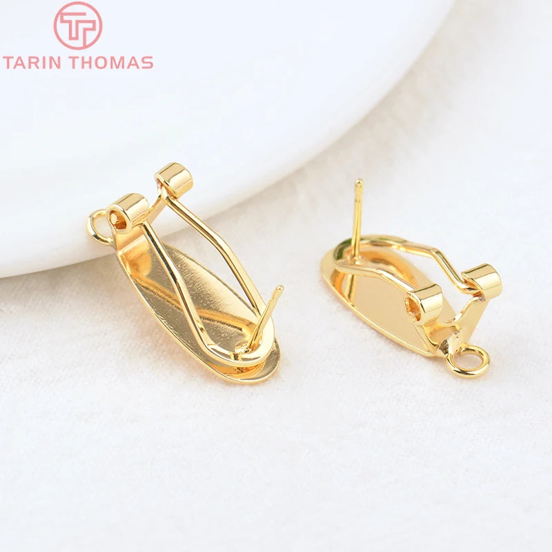 (2426)10PCS 18.5x8.5MM 24K Gold Color Brass with Stick Trays Stud Earrings Clips High Quality Diy Jewelry Findings Accessories