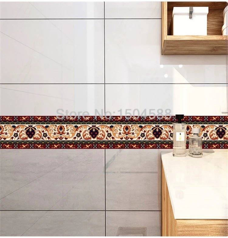 3D Wall Sticker PVC Self-Adhesive Waterproof Removable Flowers Wallpaper Border Kitchen Bathroom Kicking Line Home Decor Sticker