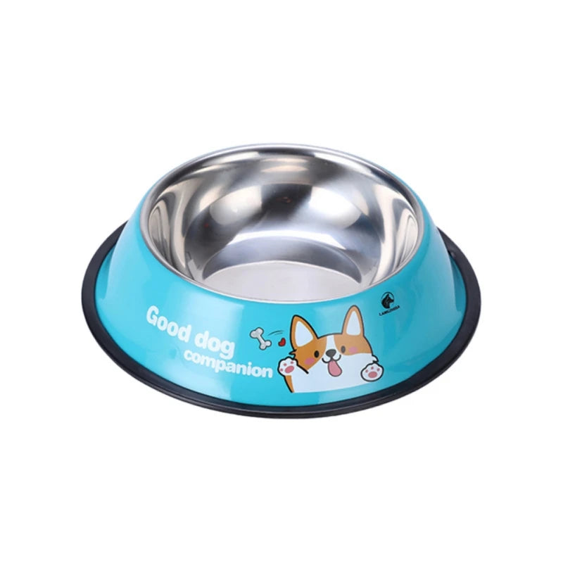 New Multicolor Stainless Steel Dog Cat Bowl Non-Slip Durable Anti-Fall Eat Drink Pet Food Container Feeder Dish Bowl