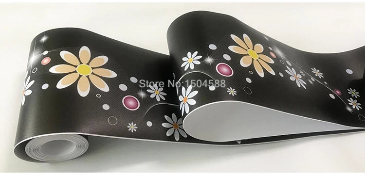 3D Wall Sticker PVC Self-Adhesive Waterproof Removable Flowers Wallpaper Border Kitchen Bathroom Kicking Line Home Decor Sticker