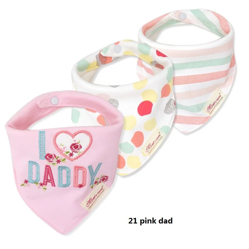 3pcs Per Lot Baby Bibs Bandana Set Cotton Multi-Style Triangle Cartoon Babadores Para Bebe Infant Boys Girls Saliva Towel KF025