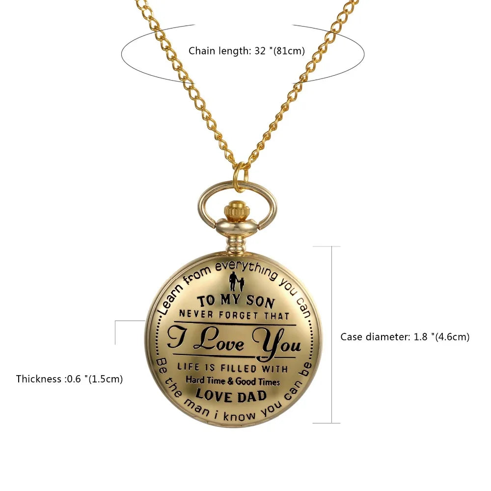 LANCARDO Quartz Pocket Watch Chain To My Son Necklace Fob Watches Men Children's Day Kids Boy Gift Present reloj de bolsillo