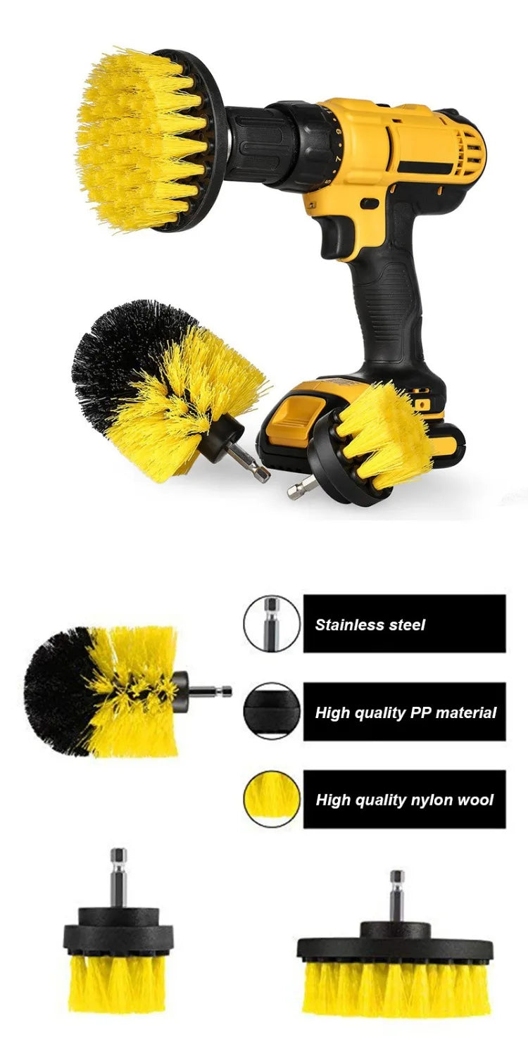 UNTIOR Electric Drill Brush Attachment Set Power Scrubber Brush Car Polisher Kitchen Bathroom Cleaning Kit Toilet Cleaning Tools