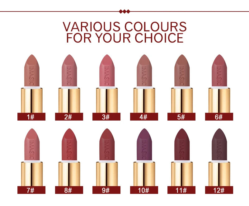IMAGIC Lipstiffie Bevogtiger Lippe Gladde Lipstick Langdurige Sjarmante Lipstiffie Kosmetiese Skoonheid Grimering 12 Kleure