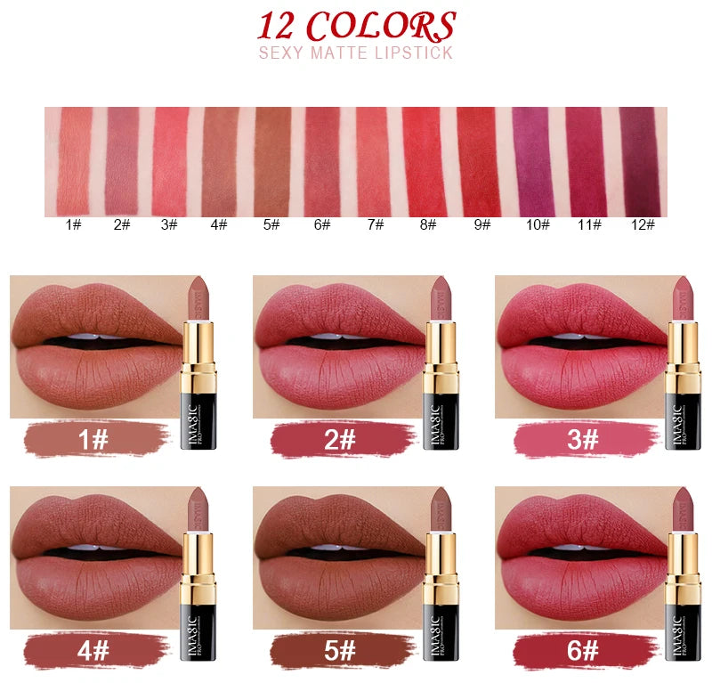 IMAGIC Lipstiffie Bevogtiger Lippe Gladde Lipstick Langdurige Sjarmante Lipstiffie Kosmetiese Skoonheid Grimering 12 Kleure