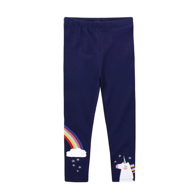 Girls Leggings 100% Cotton Girl's Trousers Fille Girls Pants Skinny Print Cartoon Pattern Kids Children Leggings Trousers KF083