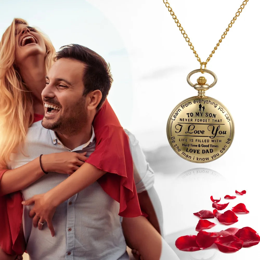 LANCARDO Quartz Pocket Watch Chain To My Son Necklace Fob Watches Men Children's Day Kids Boy Gift Present reloj de bolsillo