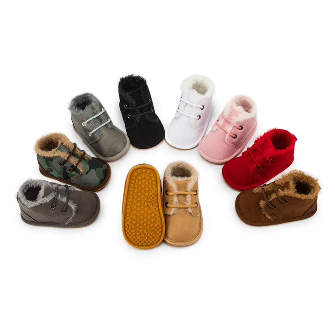 KIDSUN Winter Baby Snow Booties Warm Infant Boy Girl Toddler Shoes Rubber Sole Anti-slip Soft Newborn First Walkers Crib Shoes