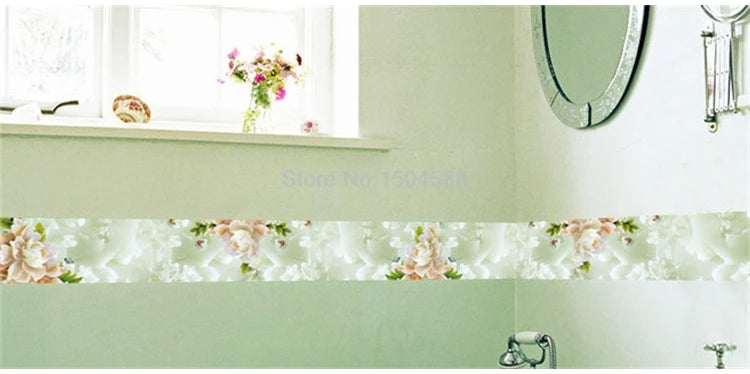3D Wall Sticker PVC Self-Adhesive Waterproof Removable Flowers Wallpaper Border Kitchen Bathroom Kicking Line Home Decor Sticker