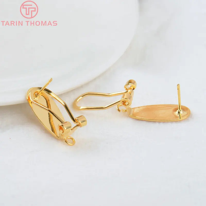 (2426)10PCS 18.5x8.5MM 24K Gold Color Brass with Stick Trays Stud Earrings Clips High Quality Diy Jewelry Findings Accessories