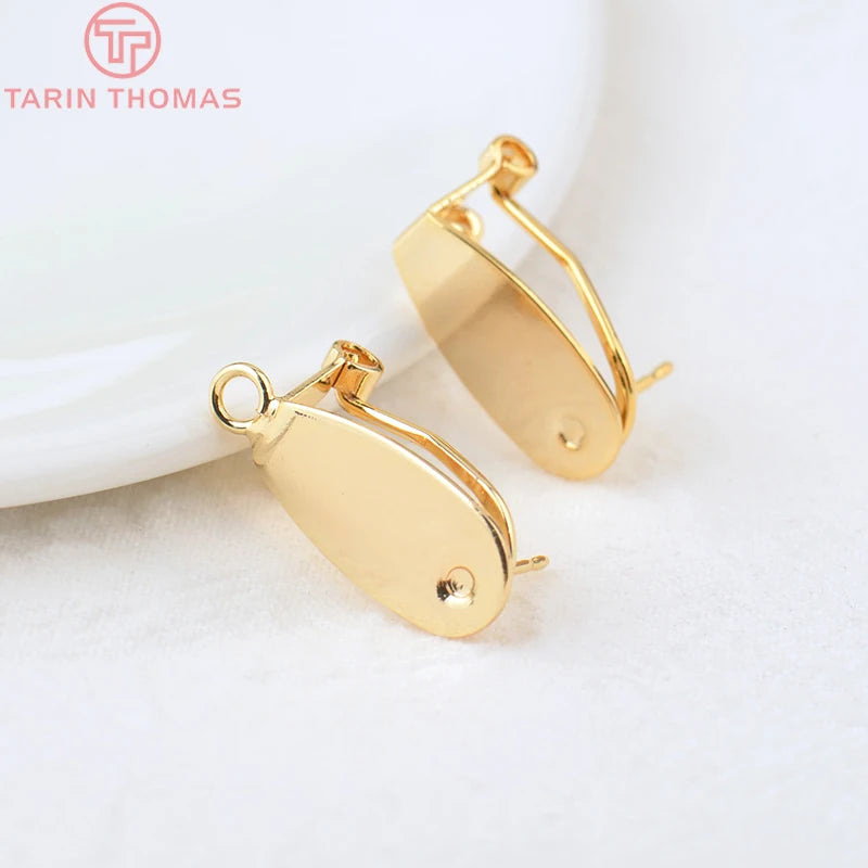 (2426)10PCS 18.5x8.5MM 24K Gold Color Brass with Stick Trays Stud Earrings Clips High Quality Diy Jewelry Findings Accessories