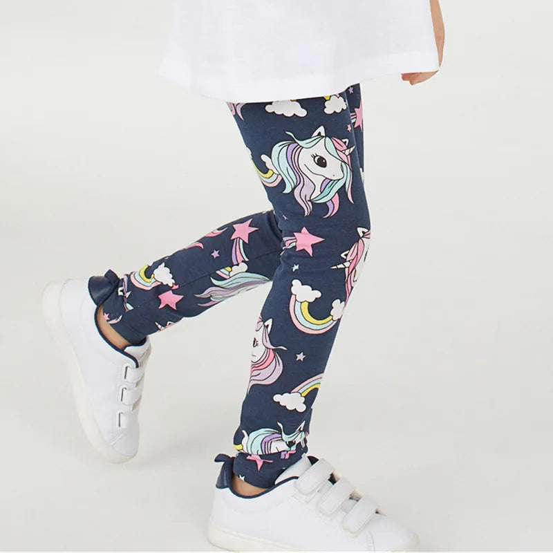 Girls Leggings 100% Cotton Girl's Trousers Fille Girls Pants Skinny Print Cartoon Pattern Kids Children Leggings Trousers KF083