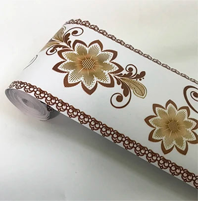 3D Wall Sticker PVC Self-Adhesive Waterproof Removable Flowers Wallpaper Border Kitchen Bathroom Kicking Line Home Decor Sticker