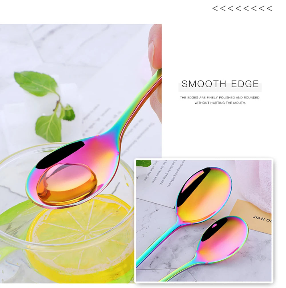 4Pcs Luxury 304 Stainless Steel Tableware Set Silverware Fork Spoon Knife Travel Cutlery Set Gold Portable Camping Flatware Set