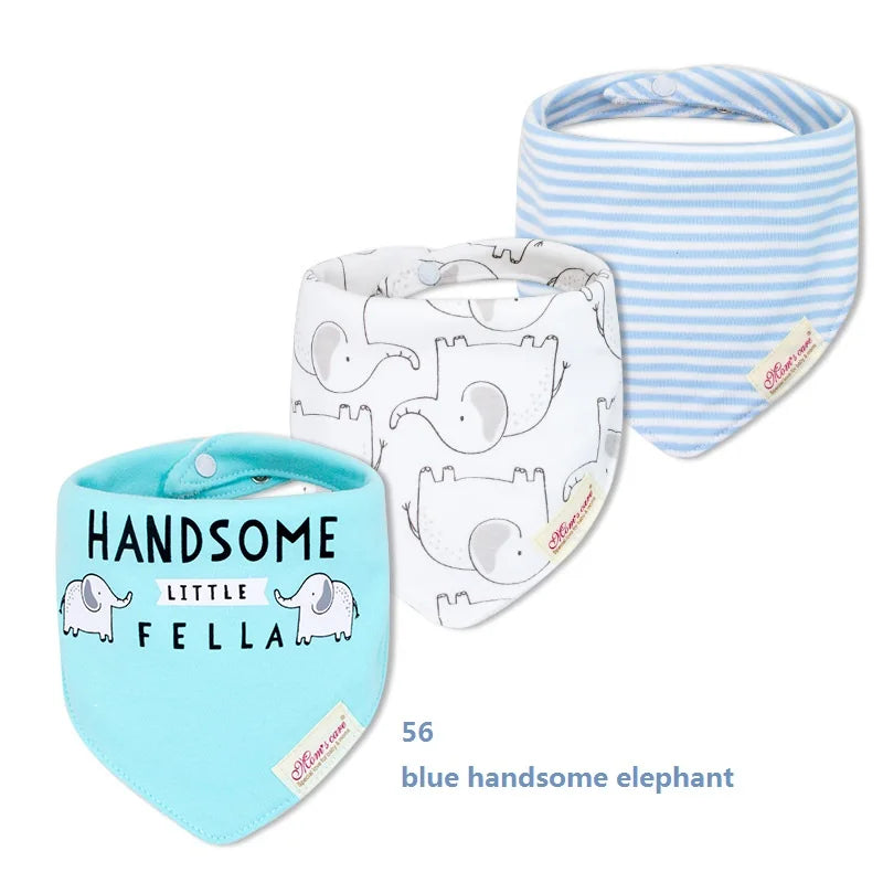 3pcs Per Lot Baby Bibs Bandana Set Cotton Multi-Style Triangle Cartoon Babadores Para Bebe Infant Boys Girls Saliva Towel KF025