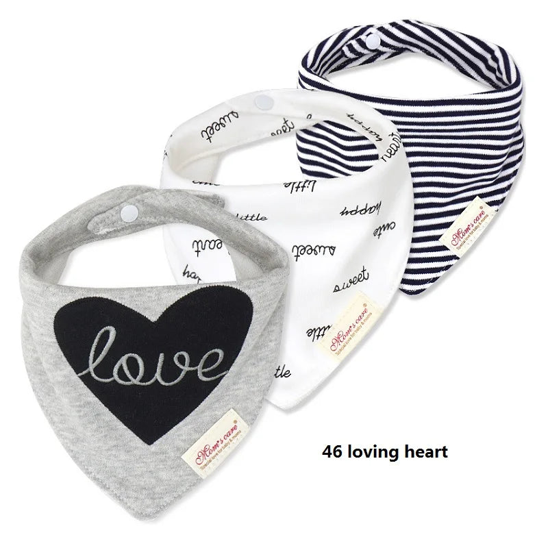 3pcs Per Lot Baby Bibs Bandana Set Cotton Multi-Style Triangle Cartoon Babadores Para Bebe Infant Boys Girls Saliva Towel KF025