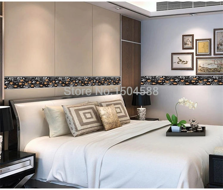 3D Wall Sticker PVC Self-Adhesive Waterproof Removable Flowers Wallpaper Border Kitchen Bathroom Kicking Line Home Decor Sticker
