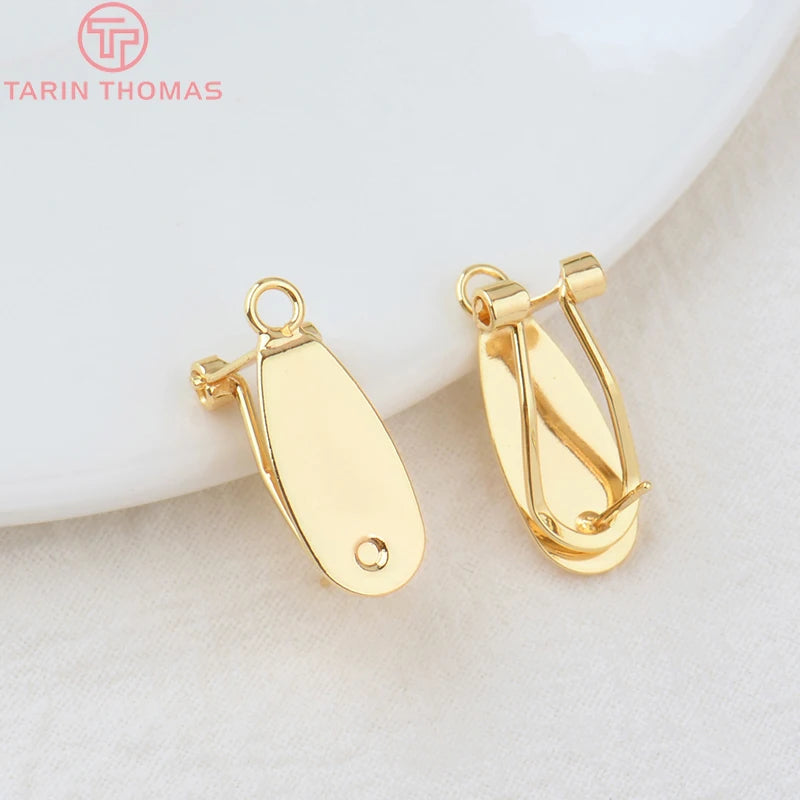 (2426)10PCS 18.5x8.5MM 24K Gold Color Brass with Stick Trays Stud Earrings Clips High Quality Diy Jewelry Findings Accessories