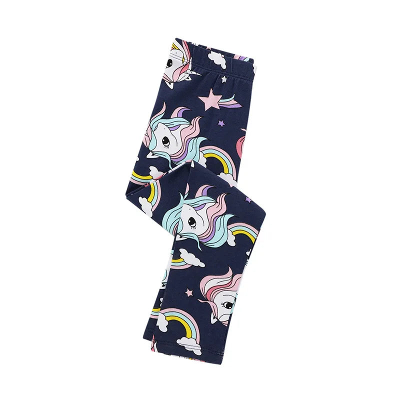 Girls Leggings 100% Cotton Girl's Trousers Fille Girls Pants Skinny Print Cartoon Pattern Kids Children Leggings Trousers KF083