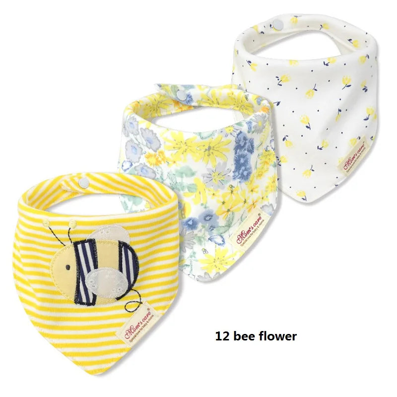 3pcs Per Lot Baby Bibs Bandana Set Cotton Multi-Style Triangle Cartoon Babadores Para Bebe Infant Boys Girls Saliva Towel KF025