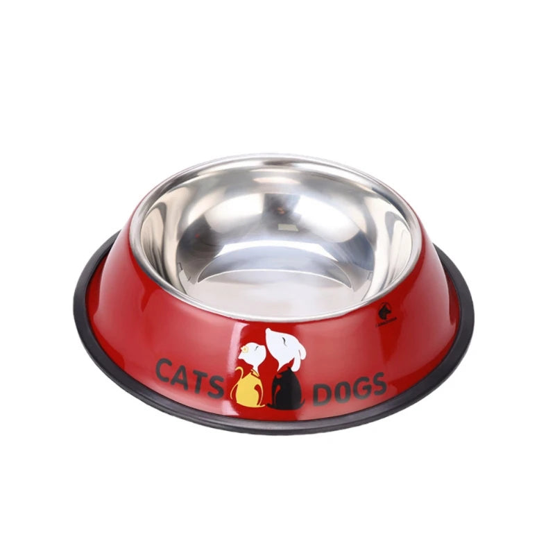 New Multicolor Stainless Steel Dog Cat Bowl Non-Slip Durable Anti-Fall Eat Drink Pet Food Container Feeder Dish Bowl