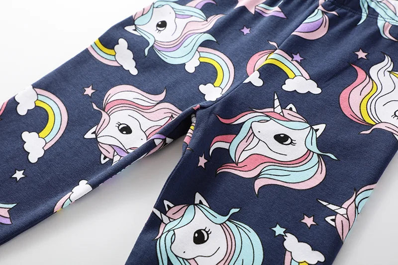 Girls Leggings 100% Cotton Girl's Trousers Fille Girls Pants Skinny Print Cartoon Pattern Kids Children Leggings Trousers KF083